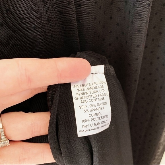 Leota | Mesh Swiss Polka Dot Shift Dress Black - Picture 4 of 5